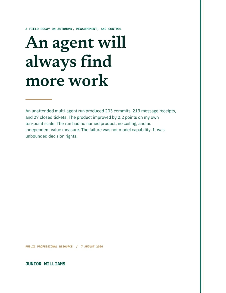 Cover of An agent will always find more work