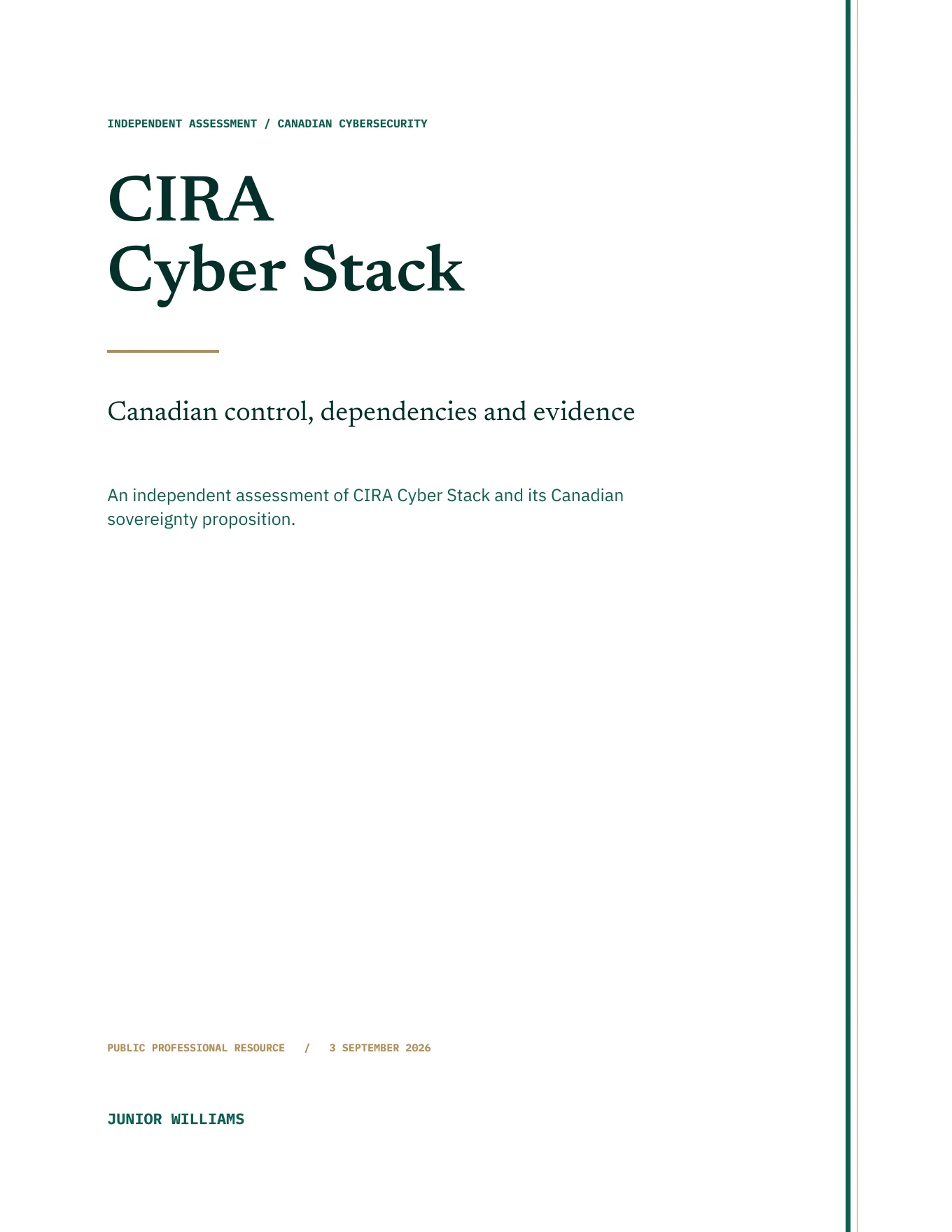 Cover of CIRA Cyber Stack: Canadian control, dependencies and evidence